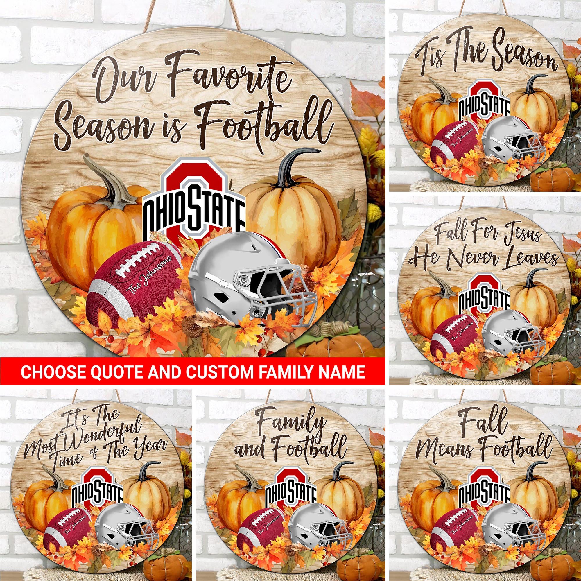 Ohio State Buckeyes Shape Wooden Sign Custom Your Family Name And Choose Your Quotes, Sport Gifts, Home Decorations ETRG-51656